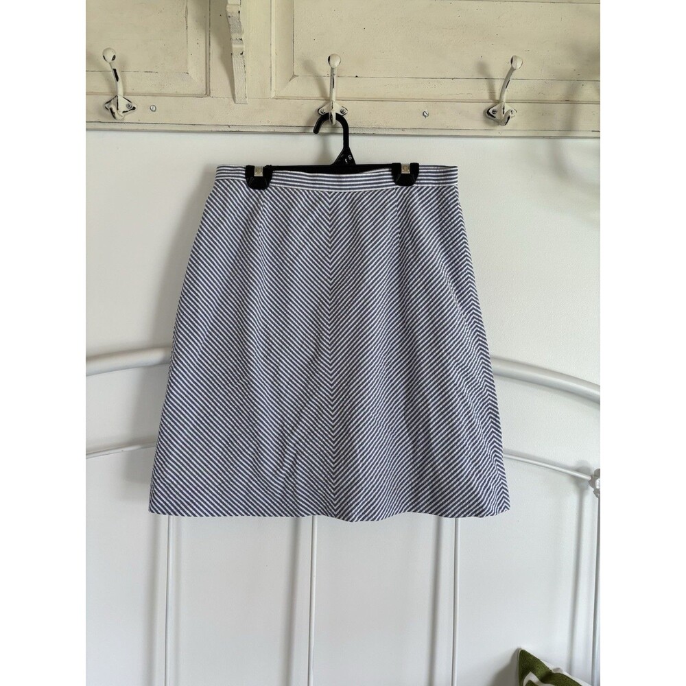Brooks Brothers Seersucker Skirt Size 6 Blue And White Stripe preppy derby